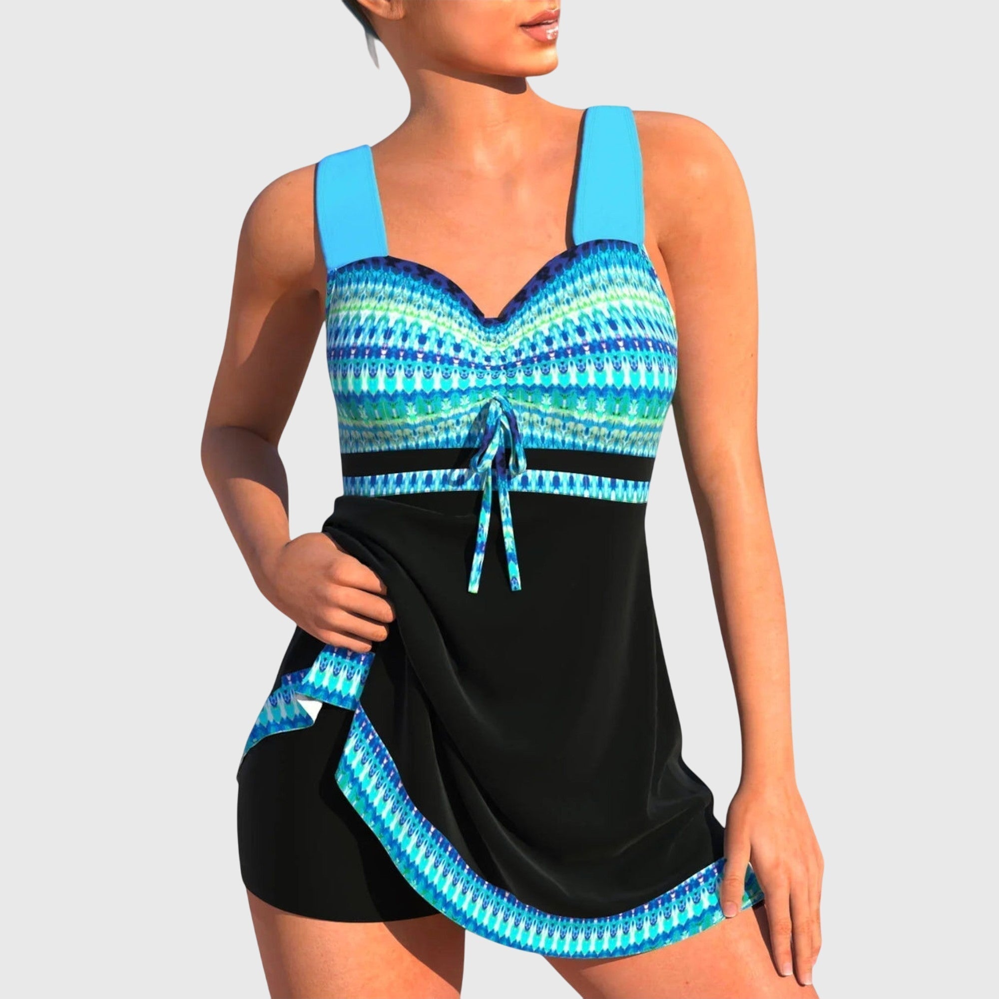Patterned Tankini Swimsuit Set